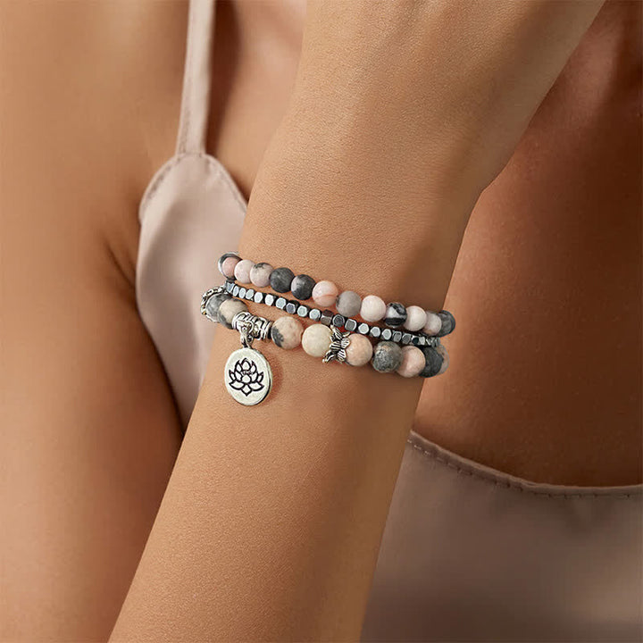 Buddha Stones 3-teiliges Zebra-Jaspis-Lotus-Erleuchtungs-Perlenarmband - image 13