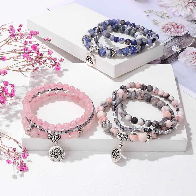 Buddha Stones 3-teiliges Zebra-Jaspis-Lotus-Erleuchtungs-Perlenarmband - image 17