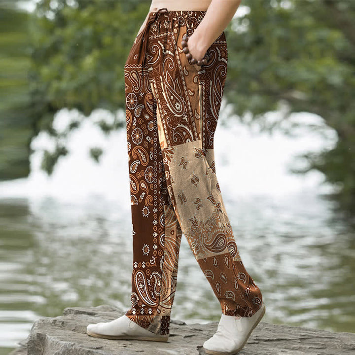 Buddha Stones Baumwollhose für Herren mit verschiedenen Paisley-Mustern, schmal zulaufendem Schnitt und Taschen - image 7