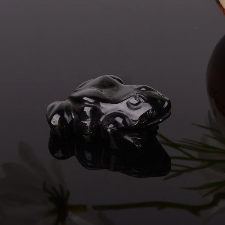 Buddha Stones Natürlicher grüner Aventurin, klarer Quarz, Frosch-Glanzkristall & Steindekoration - Schwarzer Onyx (Schutz ♥ Glück) - image 2