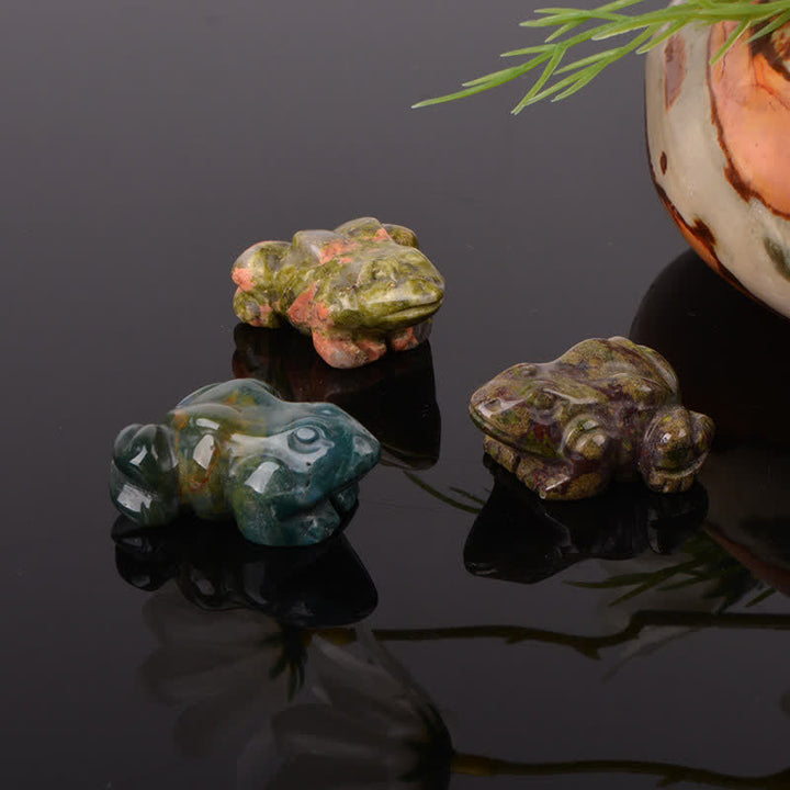 Buddha Stones Natürlicher grüner Aventurin, klarer Quarz, Frosch-Glanzkristall & Steindekoration - image 32