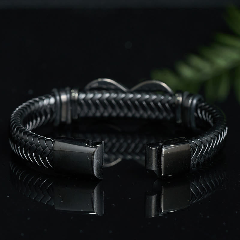 Buddha Stones Infinity Design 444 Engelszahl 888 Engelszahl Titanstahl Leder verstärktes Armband - image 2