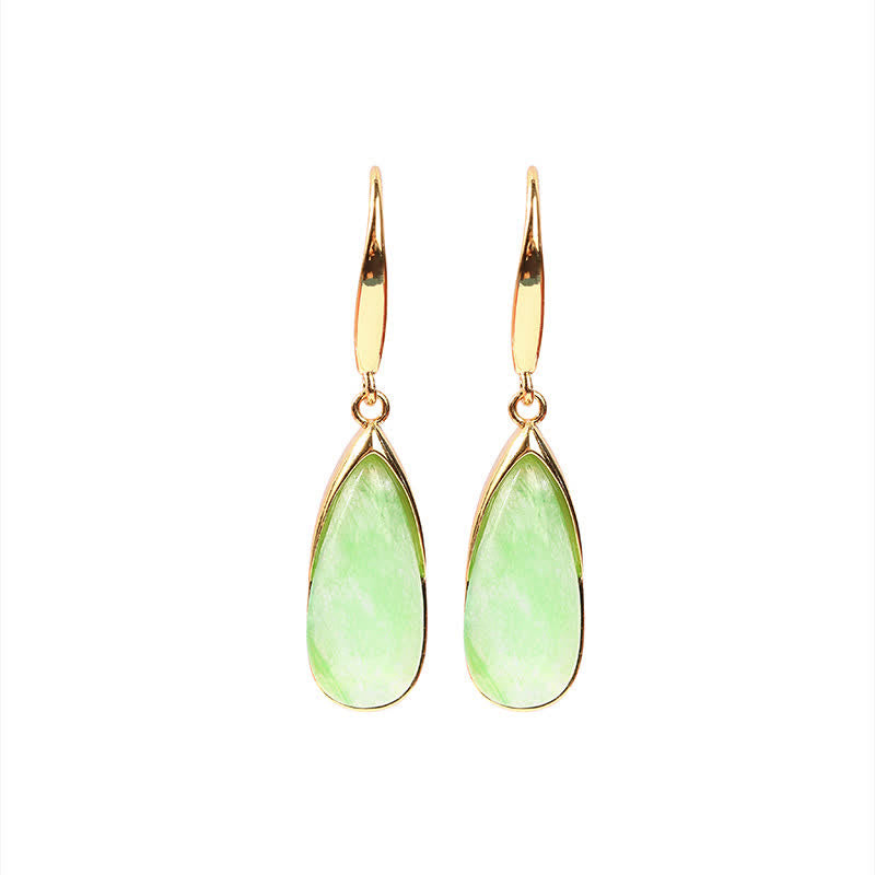 Buddha Stones Jade-Ohrringe in Tropfenform mit Vintage-Goldton - image 4