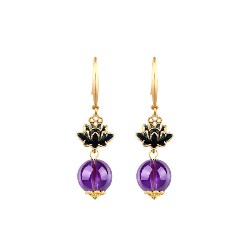 Buddha Stones Amethyst Lotus Enlightenment Tropfenohrringe - image 3