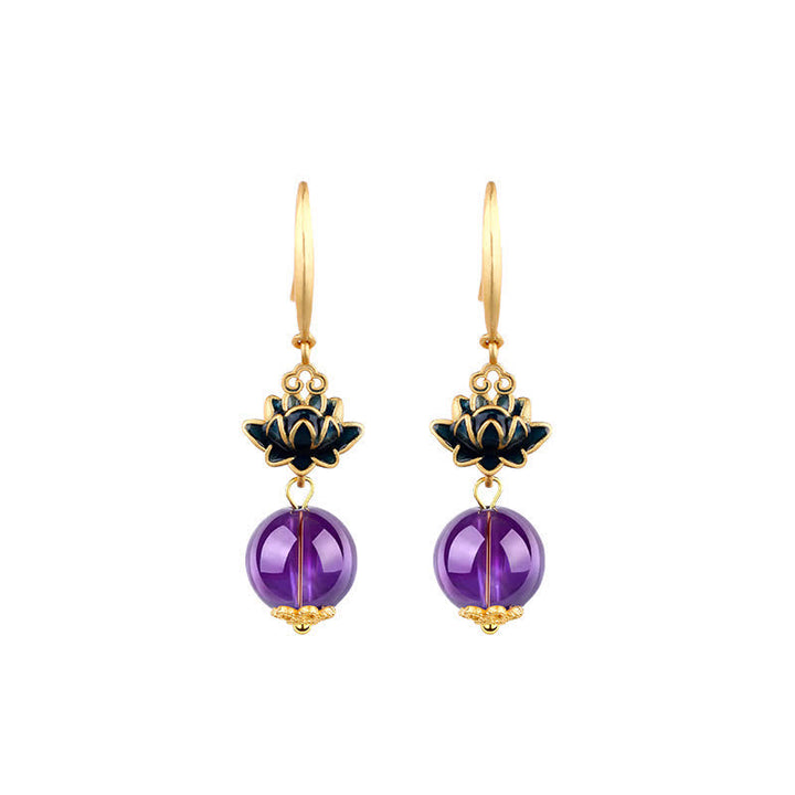 Buddha Stones Amethyst Lotus Enlightenment Tropfenohrringe - image 3
