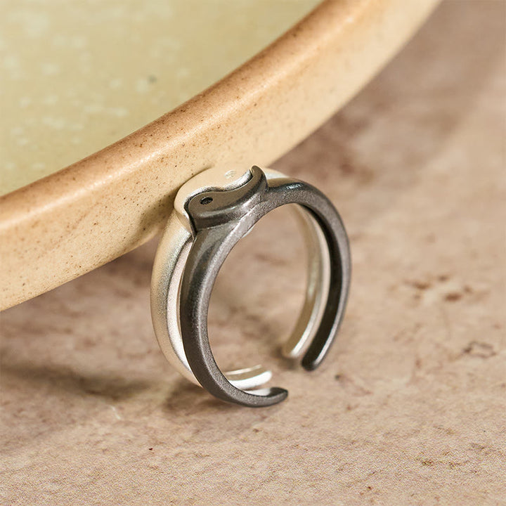 Buddha Stones Retro Yin Yang strukturierter Kupfer Harmonie verstellbarer Ring - image 3
