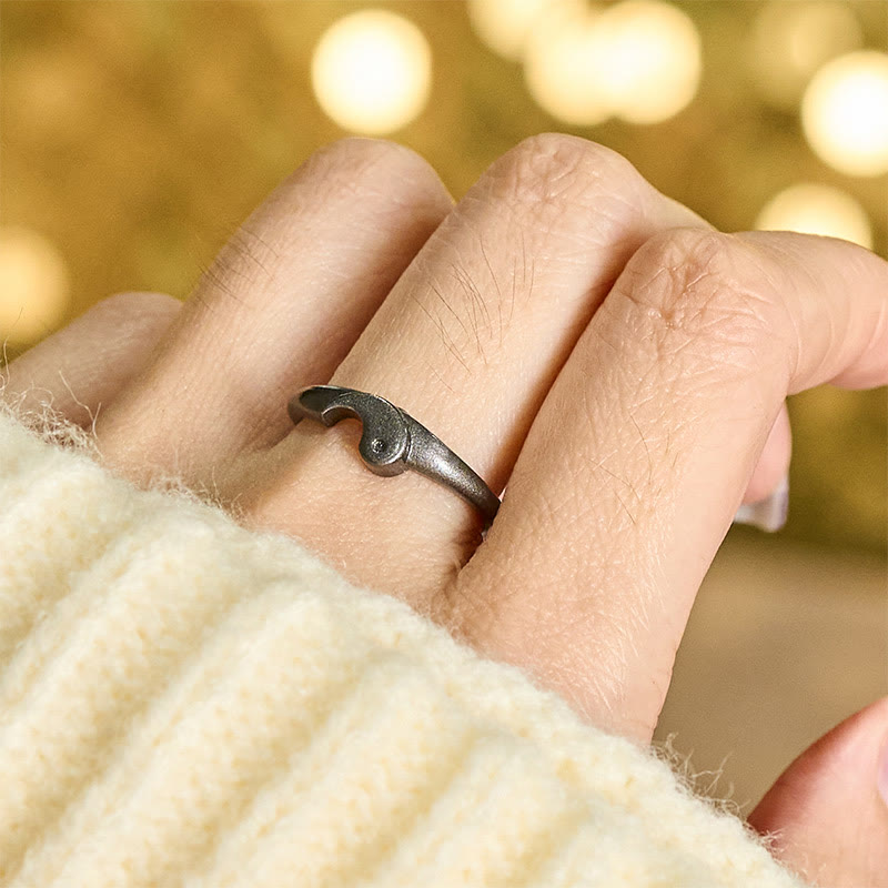 Buddha Stones Retro Yin Yang strukturierter Kupfer Harmonie verstellbarer Ring - image 15