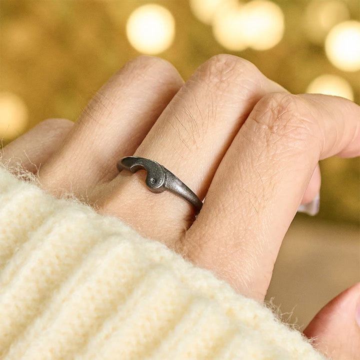 Buddha Stones Retro Yin Yang strukturierter Kupfer Harmonie verstellbarer Ring - image 15
