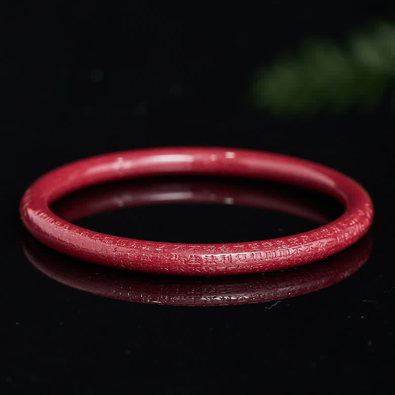 Buddha Stones Zinnoberrotes schlichtes Herz-Sutra-Armband - image 8