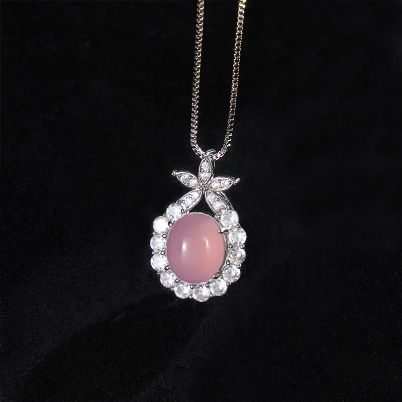 Buddha Stones Halskette aus natürlichem grünem und rosa Chalcedon mit Blumenmotiv – Symbol der Tapferkeit - Rosa Chalcedon (Vergebung ♥ Optimismus) - image 5