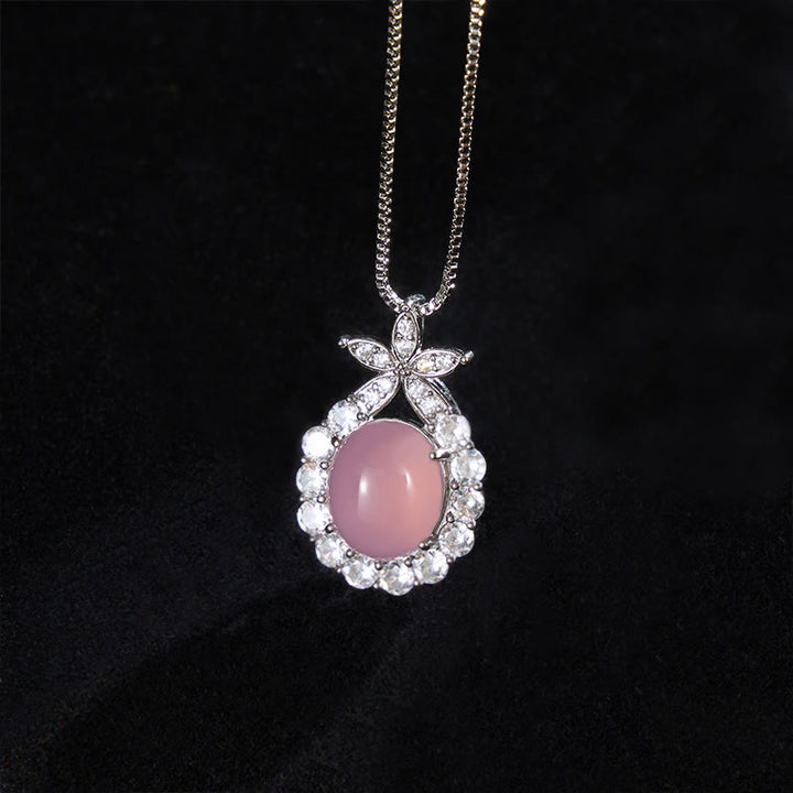 Buddha Stones Halskette aus natürlichem grünem und rosa Chalcedon mit Blumenmotiv – Symbol der Tapferkeit - Rosa Chalcedon (Vergebung ♥ Optimismus) - image 5