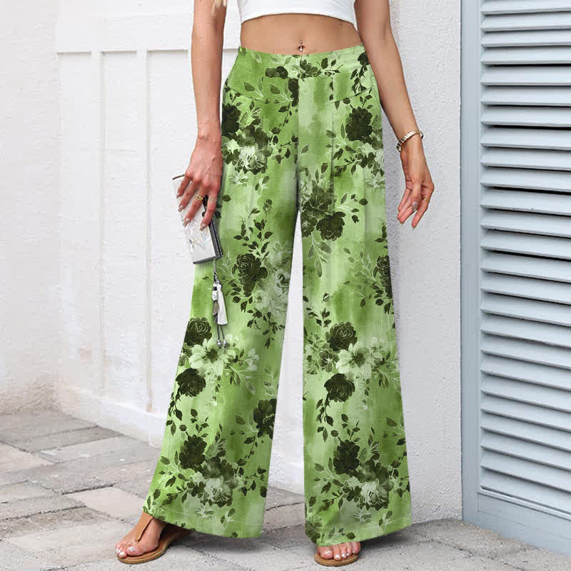 Buddha Stones Damenhose aus Baumwoll-Leinen-Mischgewebe mit Blumenmuster, elastischem Bund, weitem Bein und Taschen - image 9