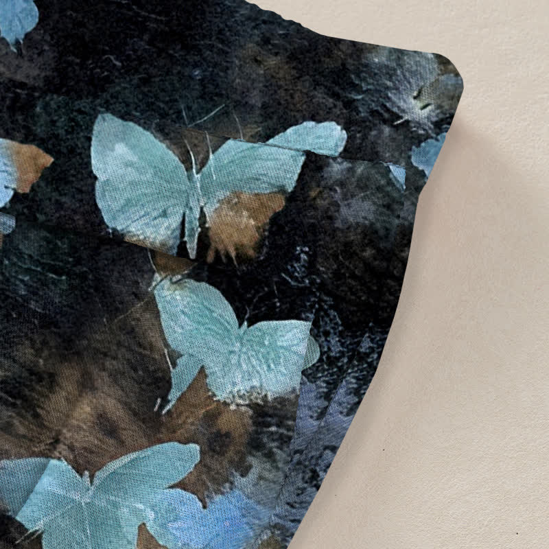 Buddha Stones Baumwoll-Leinen-Hose mit Schmetterlingsmuster, elastischem Bund, weitem Bein und Taschen - image 6