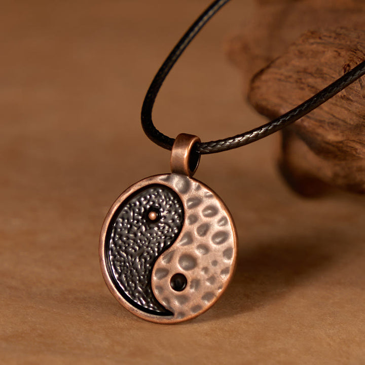 Buddha Stones Vintage Yin Yang Halskettenanhänger aus Legierung und Leder - image 3