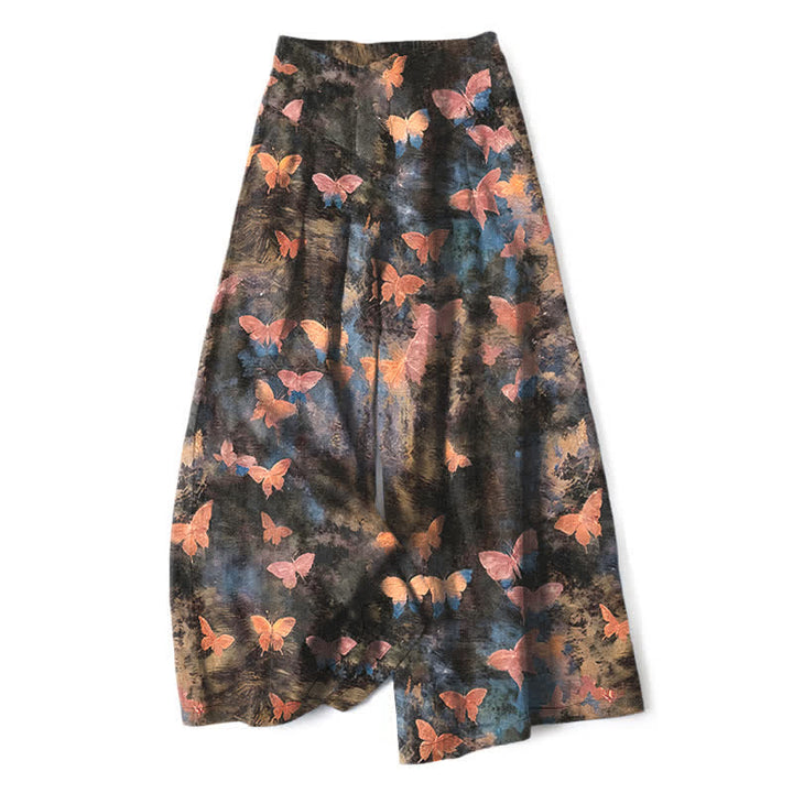 Buddha Stones Baumwoll-Leinen-Hose mit Schmetterlingsmuster, elastischem Bund, weitem Bein und Taschen - Rosa - US16, UK/AU20, EU48 (3XL) - image 8