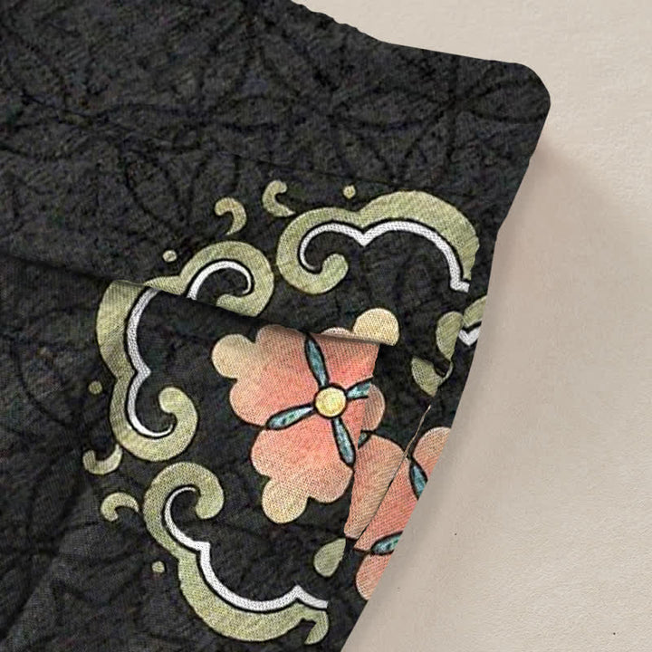 Buddha Stones Baumwoll-Leinen-Hose im Bohème-Stil mit Medaillonmuster, weitem Bein und elastischem Bund, Taschen - image 2