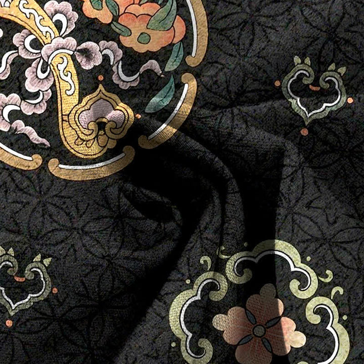 Buddha Stones Baumwoll-Leinen-Hose im Bohème-Stil mit Medaillonmuster, weitem Bein und elastischem Bund, Taschen - image 3