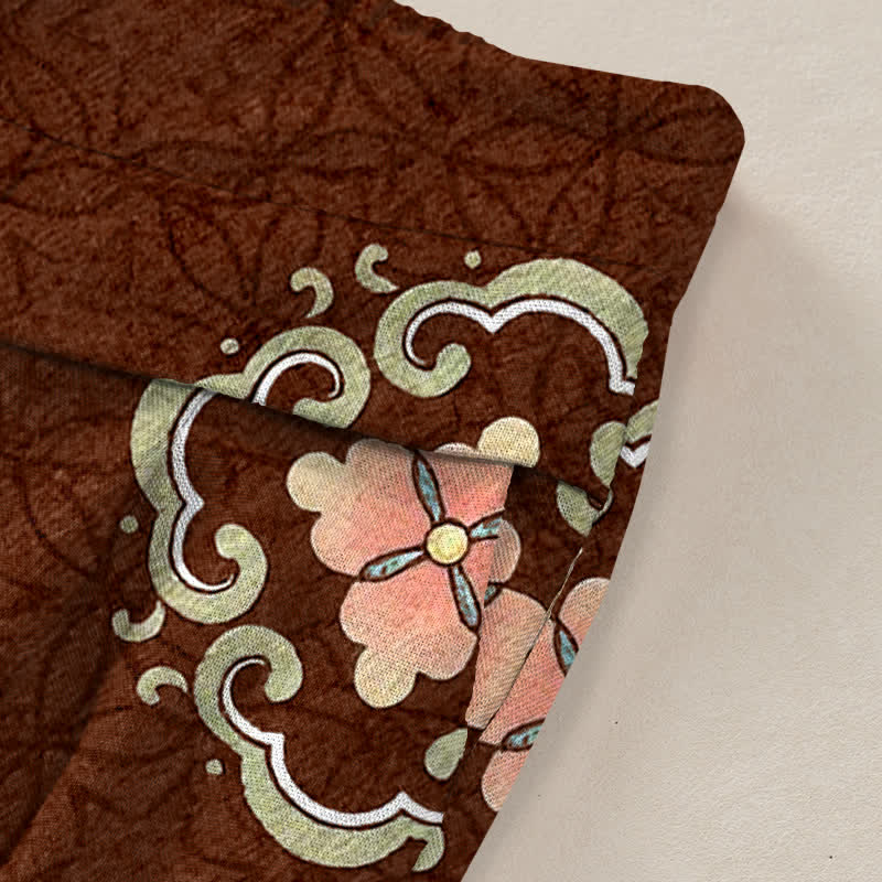 Buddha Stones Baumwoll-Leinen-Hose im Bohème-Stil mit Medaillonmuster, weitem Bein und elastischem Bund, Taschen - image 6