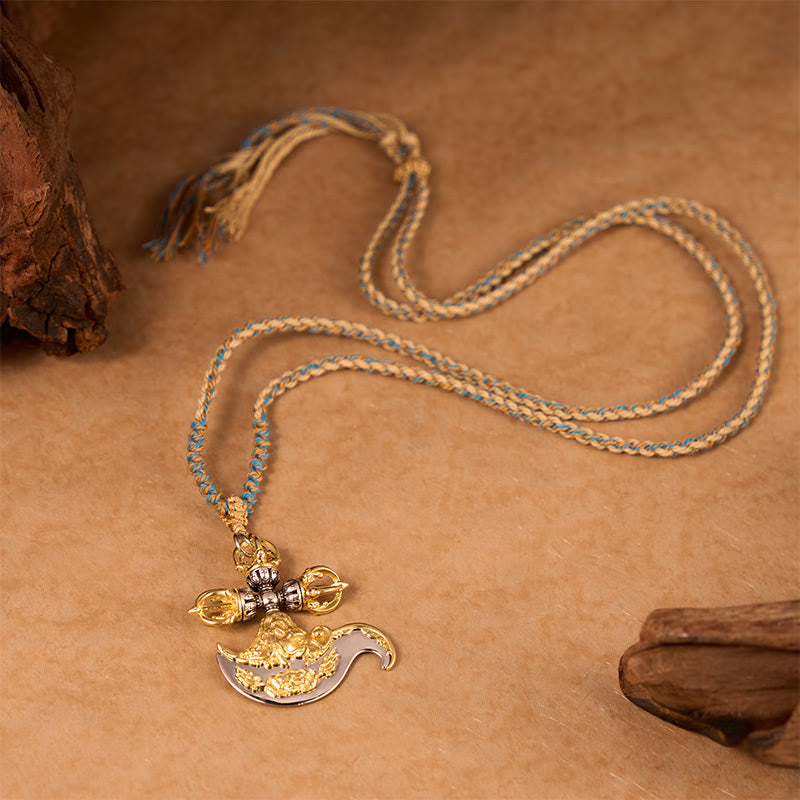 Buddha Stones Kupferner Vajra-Anhänger mit tibetischem Reliefmotiv - image 3