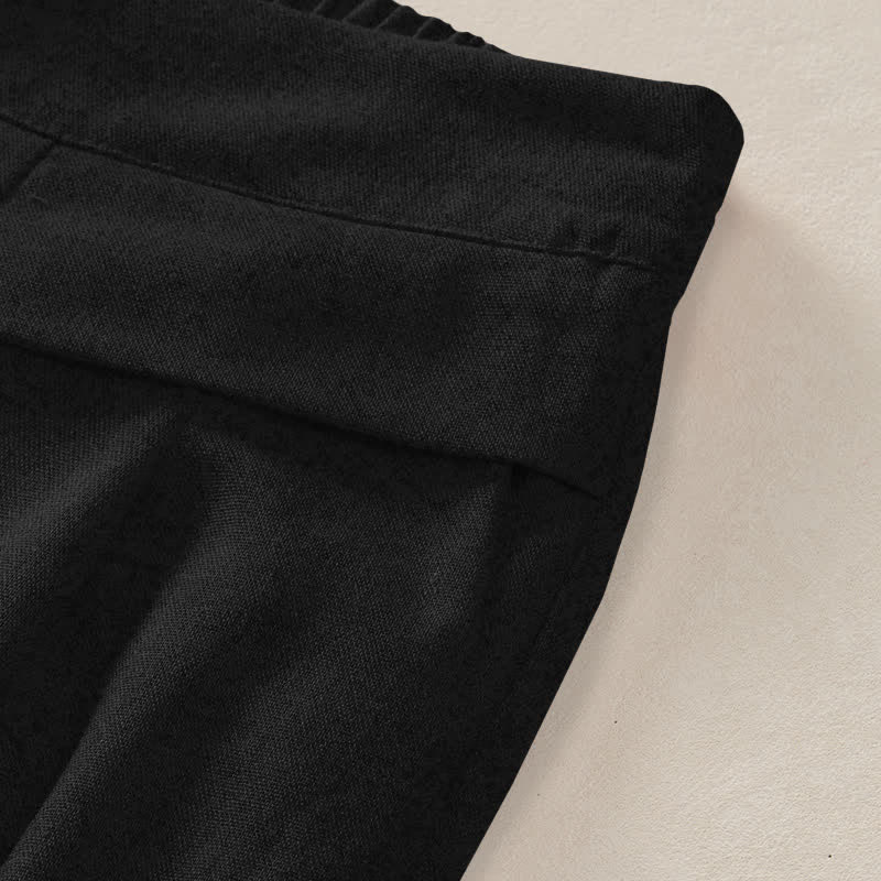 Buddha Stones Damenhose aus Baumwoll-Leinen-Mischgewebe mit floralem Boho-Muster, elastischem Bund, weitem Bein und Taschen - image 2