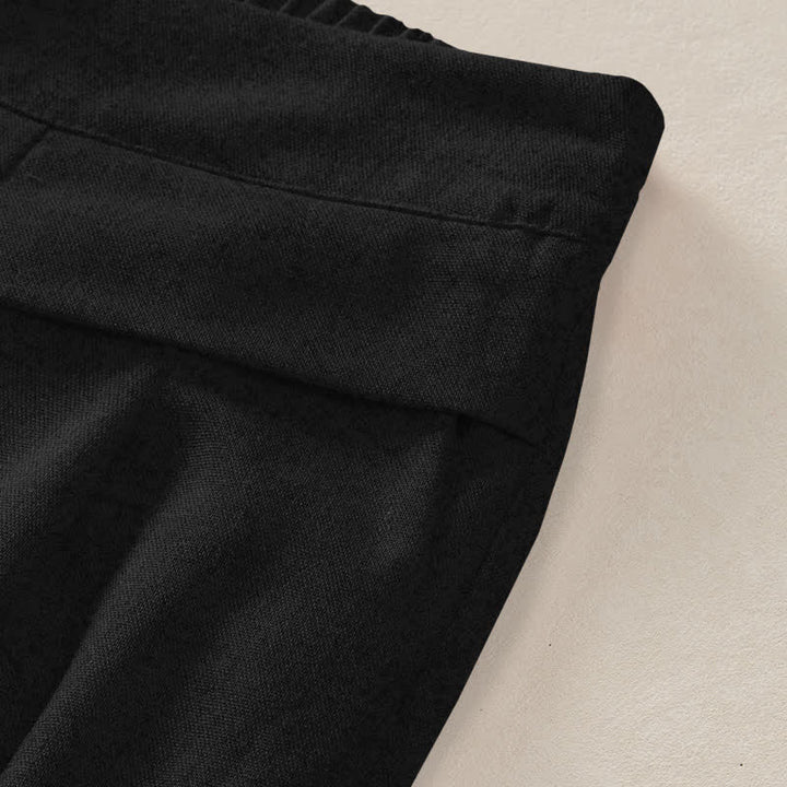 Buddha Stones Damenhose aus Baumwoll-Leinen-Mischgewebe mit floralem Boho-Muster, elastischem Bund, weitem Bein und Taschen - image 2