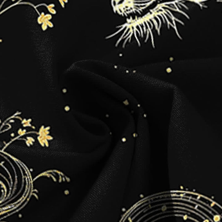 Buddha Stones Baumwoll-Leinen-Hose mit Drachenwellenmuster, elastischem Bund, weitem Bein und Taschen - image 3