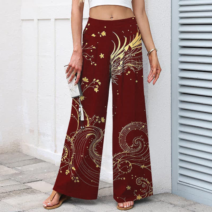 Buddha Stones Baumwoll-Leinen-Hose mit Drachenwellenmuster, elastischem Bund, weitem Bein und Taschen - image 5