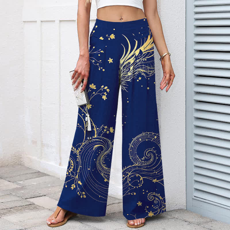 Buddha Stones Baumwoll-Leinen-Hose mit Drachenwellenmuster, elastischem Bund, weitem Bein und Taschen - image 9