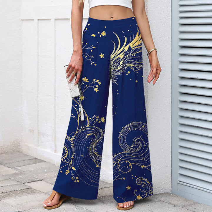 Buddha Stones Baumwoll-Leinen-Hose mit Drachenwellenmuster, elastischem Bund, weitem Bein und Taschen - image 9