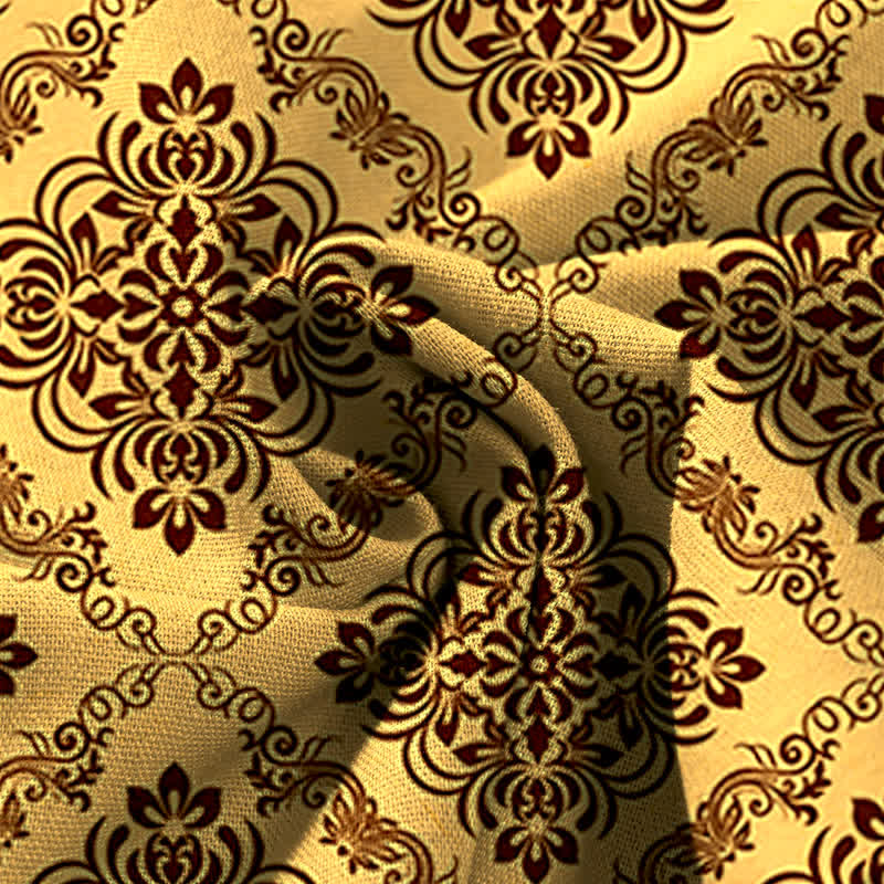 Buddha Stones Damenhose aus Baumwoll-Leinen-Mischgewebe mit barockem Blumenmuster, elastischem Bund, weitem Bein und Taschen - image 3