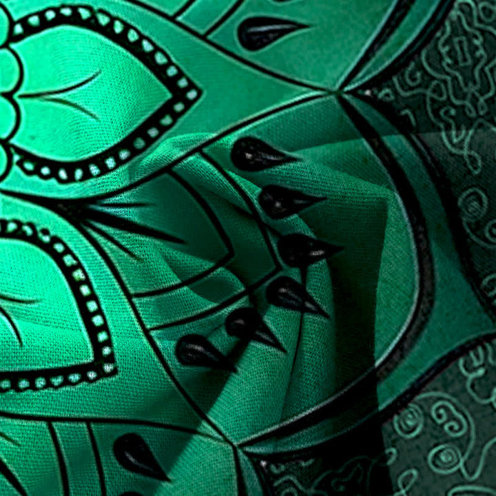 Buddha Stones Damenhose mit weitem Bein, elastischem Bund und Taschen, aus Baumwoll-Leinen-Mandala-Muster - image 4