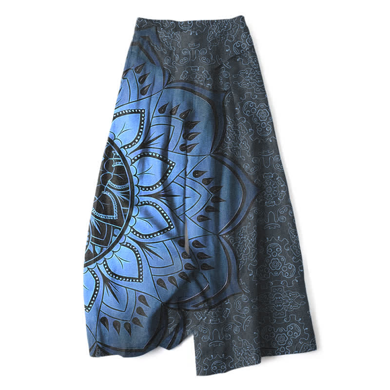 Buddha Stones Damenhose mit weitem Bein, elastischem Bund und Taschen, aus Baumwoll-Leinen-Mandala-Muster - Mitternachtsblau - US16, UK/AU20, EU48 (3XL) - image 5
