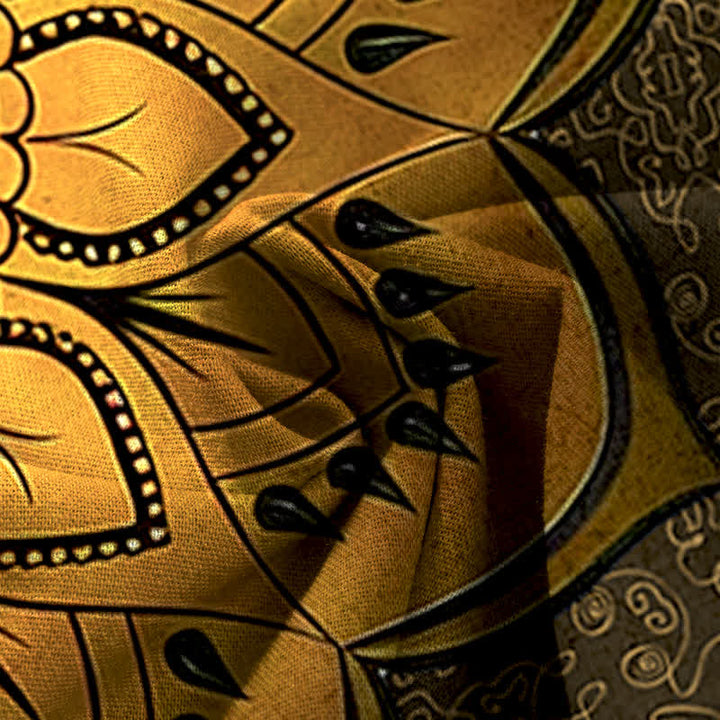 Buddha Stones Damenhose mit weitem Bein, elastischem Bund und Taschen, aus Baumwoll-Leinen-Mandala-Muster - image 14