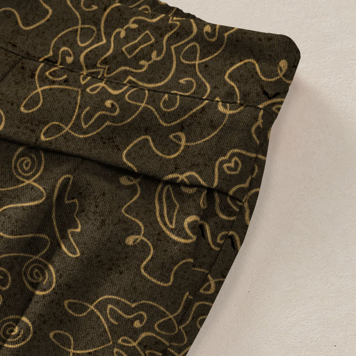 Buddha Stones Damenhose mit weitem Bein, elastischem Bund und Taschen, aus Baumwoll-Leinen-Mandala-Muster - image 13