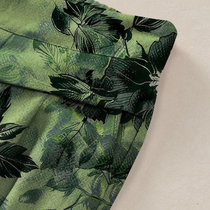 Buddha Stones Damenhose aus Baumwoll-Leinen-Mischgewebe mit Blumenmuster, elastischem Bund, weitem Bein und Taschen - image 2