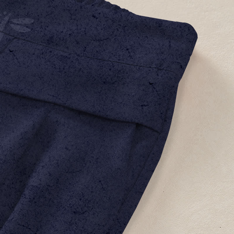 Buddha Stones Baumwoll-Leinen-Hose mit Libellenmuster, elastischem Bund, weitem Bein und Taschen - image 10