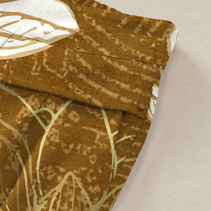 Buddha Stones Baumwoll-Leinen-Hose mit Lotusblütenmuster, elastischem Bund, weitem Bein und Taschen - image 10