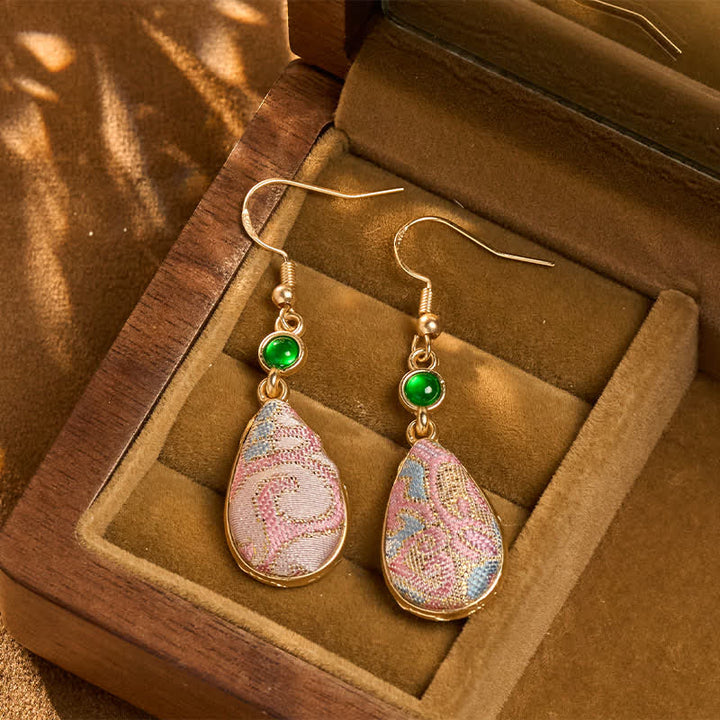 Buddha Stones Handgefertigte Ohrringe aus Seide mit farbenfrohen Mustern und tropfenförmigem Design. - Song Brocade (Wohlstand♥Harmonie) - image 0
