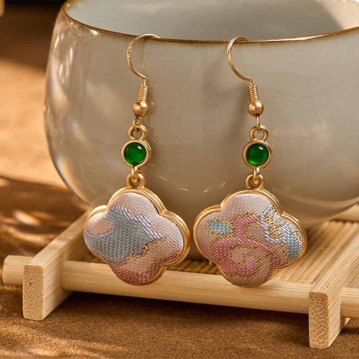 Buddha Stones Handgefertigte Ohrringe aus Seide mit floralen, farbenfrohen Mustern in Tropfenform - image 2