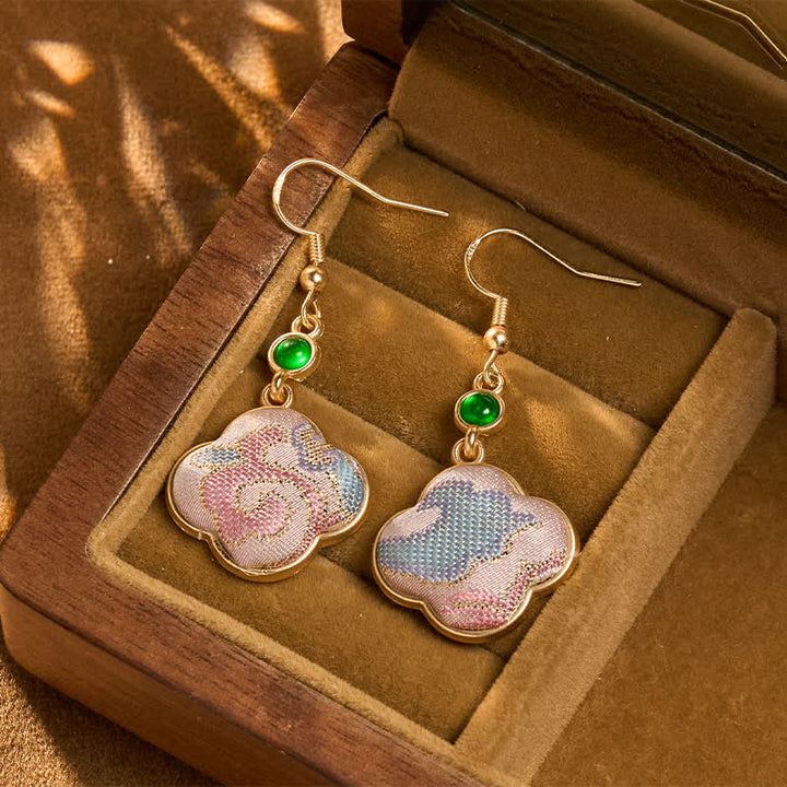 Buddha Stones Handgefertigte Ohrringe aus Seide mit floralen, farbenfrohen Mustern in Tropfenform - Song Brocade (Wohlstand♥Harmonie) - image 0