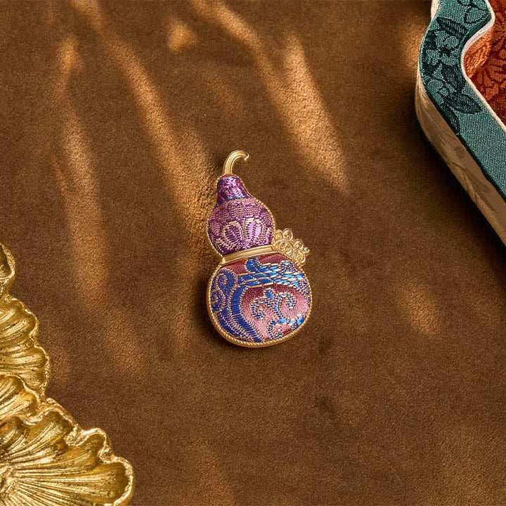 Buddha Stones Song Brokat, handgefertigte, kürbisförmige Brosche mit floralem Muster, neue chinesische Brosche - image 3
