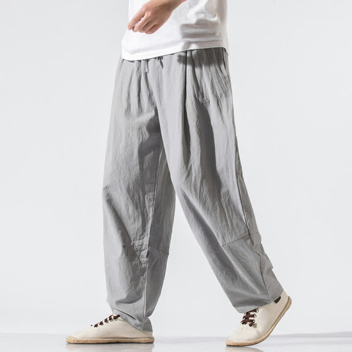 Buddha Stones Sommerliche, lässige, minimalistische Herren-Haremshose mit Kordelzug und elastischem Bund, einfarbig, mit Taschen - Hellgrau - US/UK/AU46, EU56 (5XL) - image 0