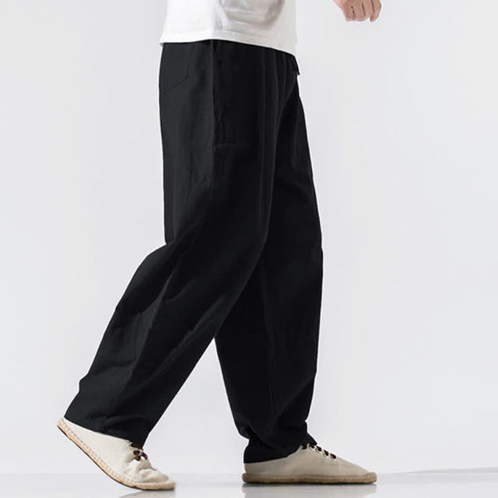Buddha Stones Sommerliche, lässige, minimalistische Herren-Haremshose mit Kordelzug und elastischem Bund, einfarbig, mit Taschen - image 8