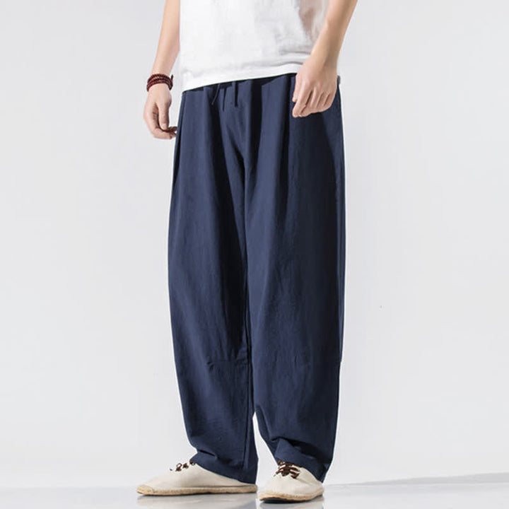 Buddha Stones Sommerliche, lässige, minimalistische Herren-Haremshose mit Kordelzug und elastischem Bund, einfarbig, mit Taschen - Mitternachtsblau - US/UK/AU46, EU56 (5XL) - image 14