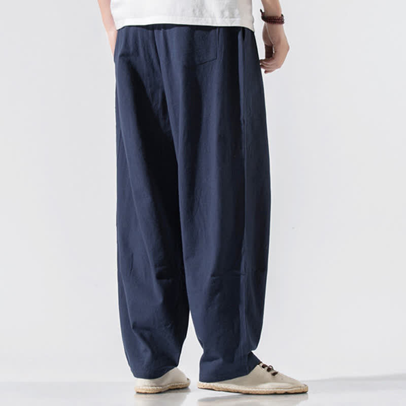 Buddha Stones Sommerliche, lässige, minimalistische Herren-Haremshose mit Kordelzug und elastischem Bund, einfarbig, mit Taschen - image 17