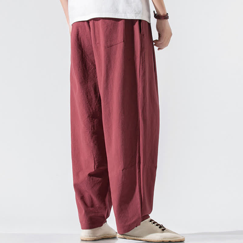 Buddha Stones Sommerliche, lässige, minimalistische Herren-Haremshose mit Kordelzug und elastischem Bund, einfarbig, mit Taschen - image 28