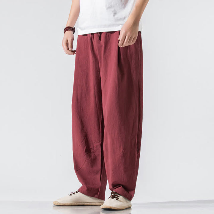 Buddha Stones Sommerliche, lässige, minimalistische Herren-Haremshose mit Kordelzug und elastischem Bund, einfarbig, mit Taschen - image 25