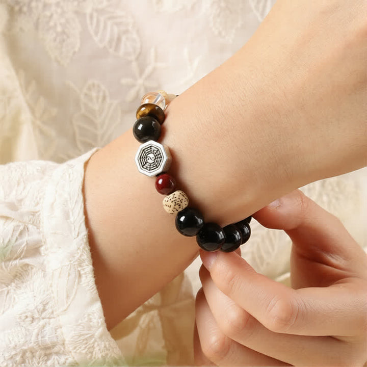 Buddha Stones Schwarzes Obsidian-Bagua-Schutz-Armband aus tibetischen Rundperlen - image 9