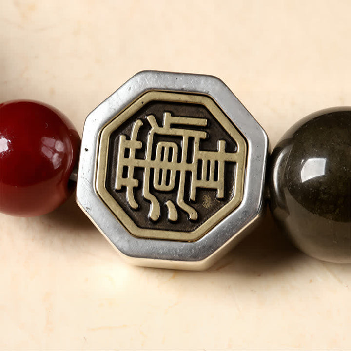 Buddha Stones Schwarzes Obsidian-Bagua-Schutz-Armband aus tibetischen Rundperlen - image 13