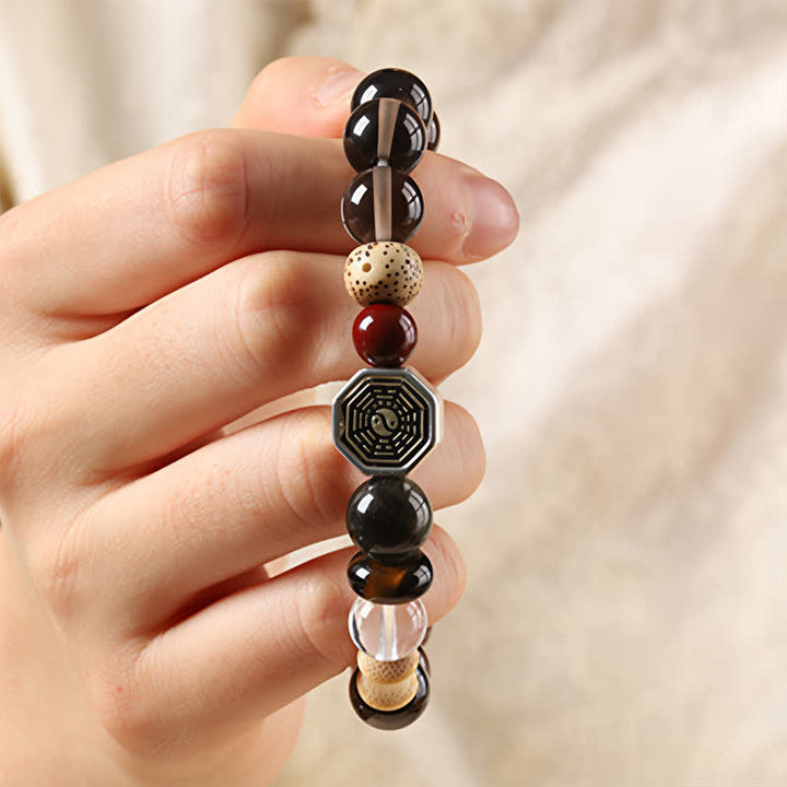 Buddha Stones Schwarzes Obsidian-Bagua-Schutz-Armband aus tibetischen Rundperlen - image 8